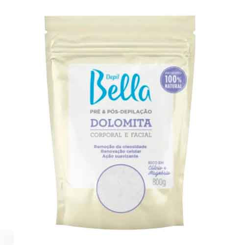 Depil Bella Dolomita Pré e Pós-Depilação - Pó Corporal e Facial 800g