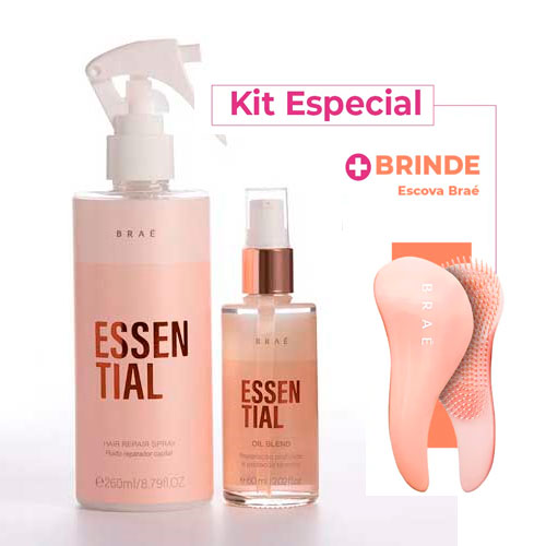 Kit Braé Essential Finalizador - Leave-in 260ml + Óleo Capilar 60ml | BRINDE ESCOVA BRÁE